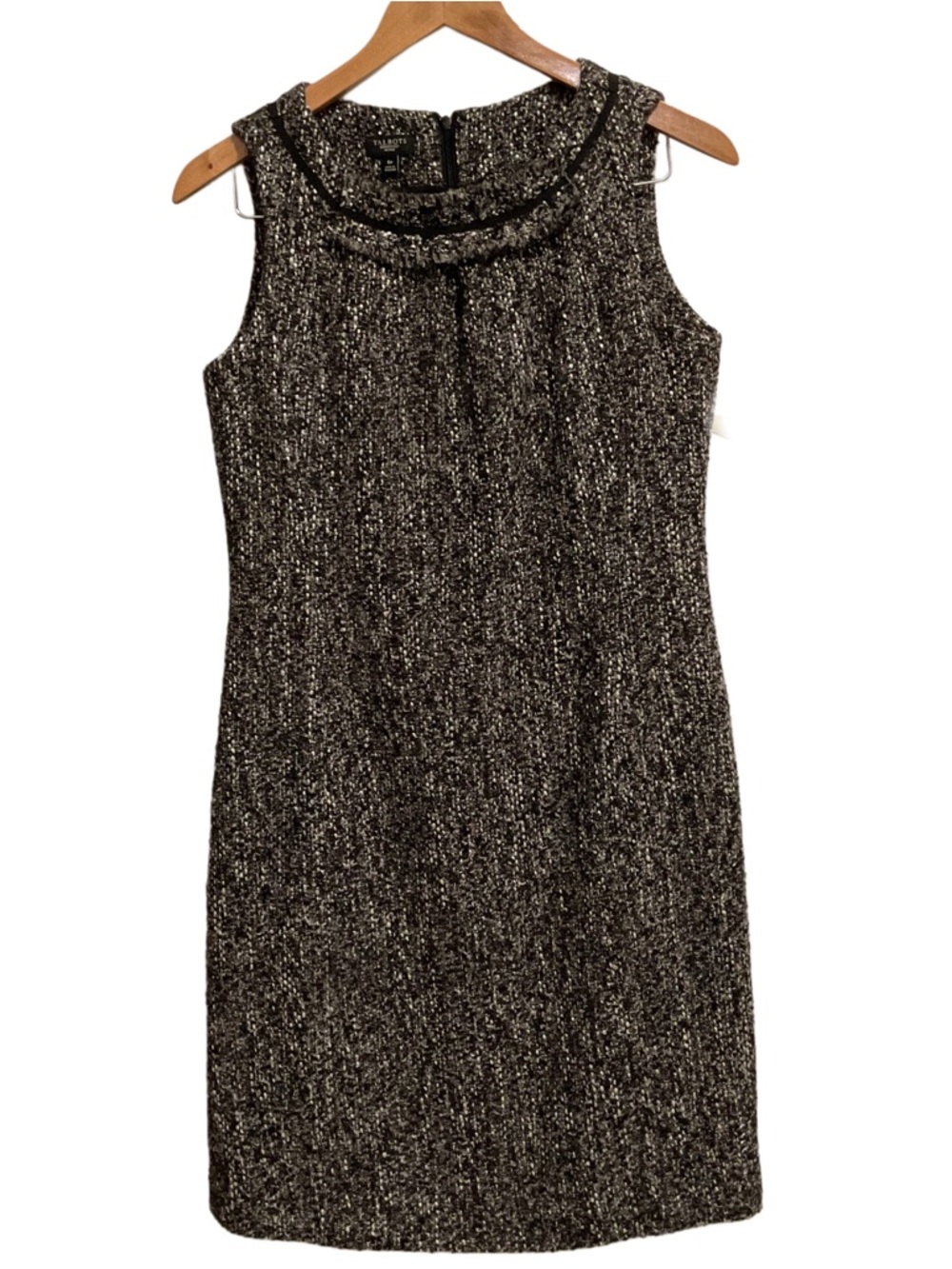 Talbots Tweed Sheath Dress‎ Sleeveless Black White